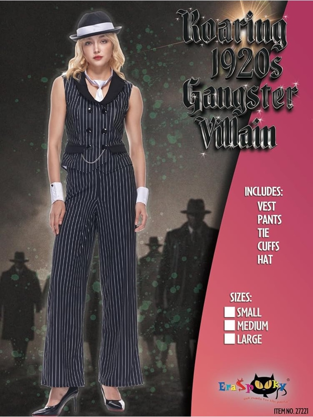 Roaring 1920s Gangster Villain Women's Pinstripe Halloween Costume